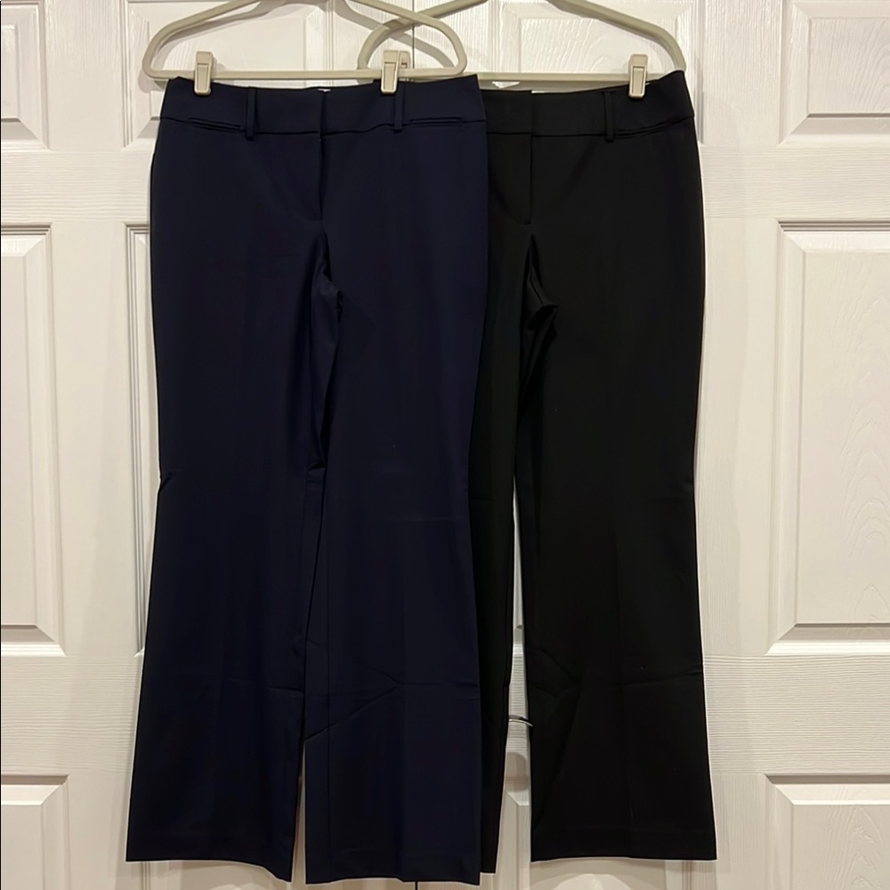 LOFT Women's Navy and Black Dress Pants - Cropped Bootcut Trousers